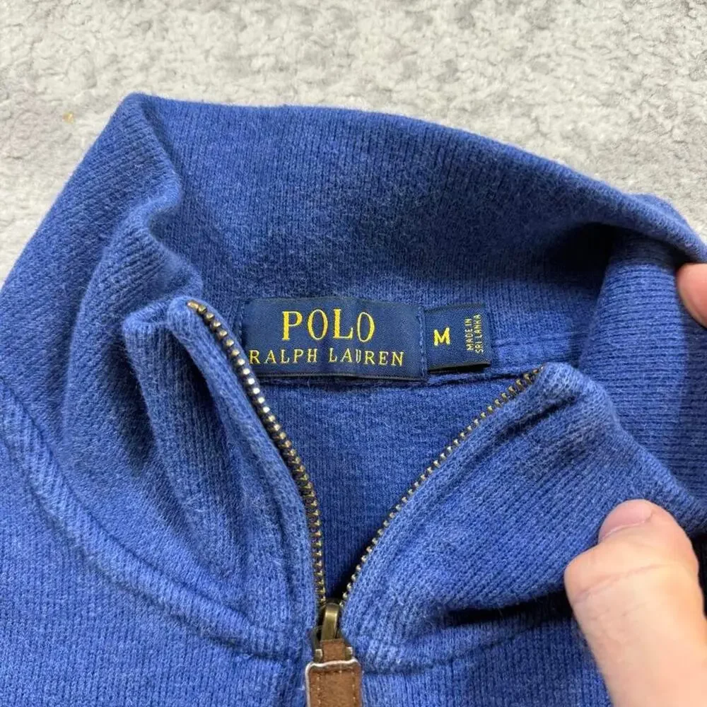 Polo Ralph Lauren Quarter Zip Sweater Mens Medium Blue Cotton